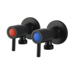 Nor-WST16.02+WST16.02 Round Matte Black Washing Machine Taps